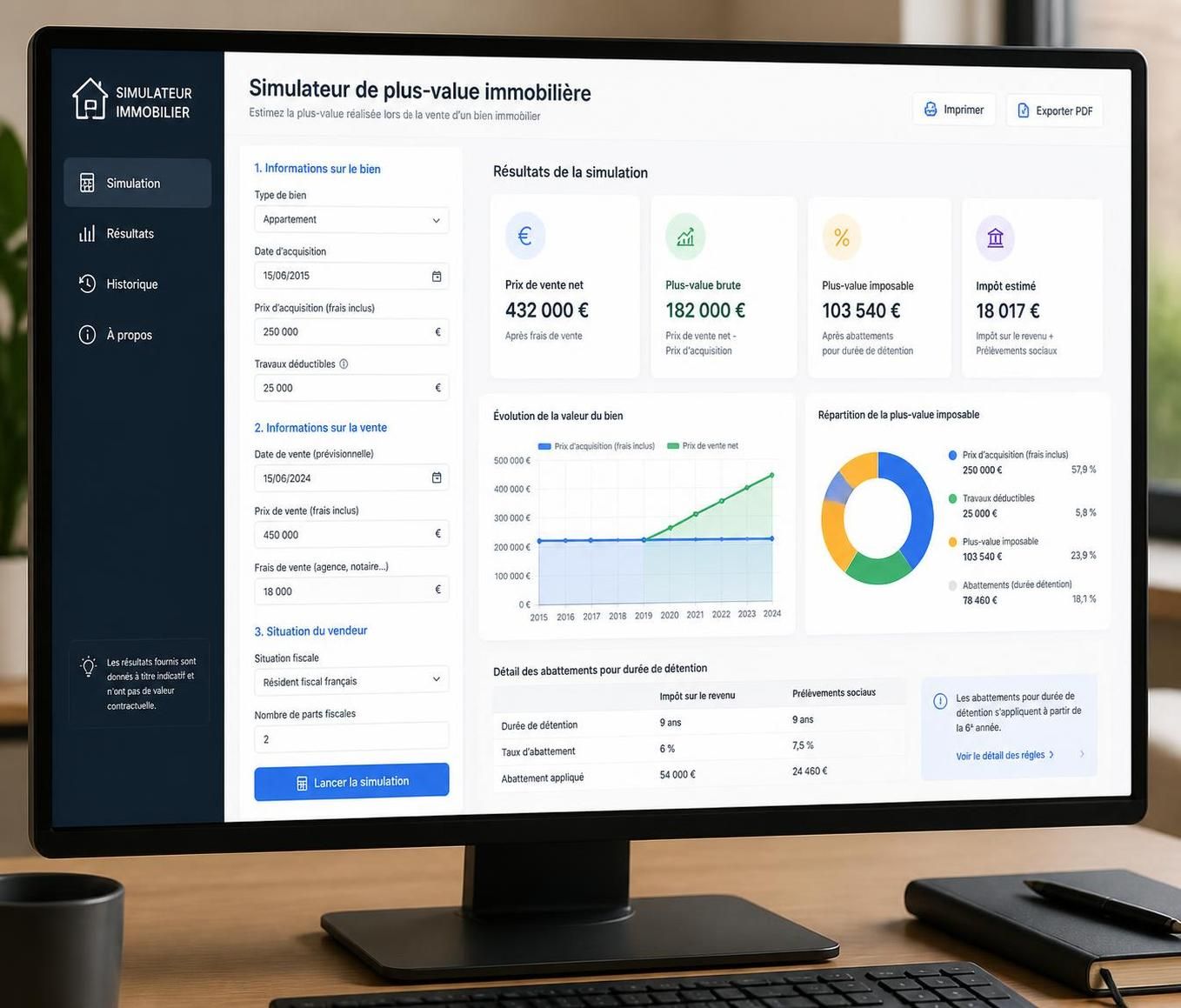 calculez facilement la plus-value potentielle de votre bien immobilier grâce à notre simulateur en ligne précis et rapide.